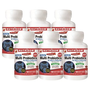 (6병특가) 캐나다 뉴트리돔 멀티 프로바이오틱스 800억 생균 60캡슐 과민성 대장 증후군에 좋은 생균유산균 프로바이오 프리바이오틱스 비피더스균, 6개, 60개
