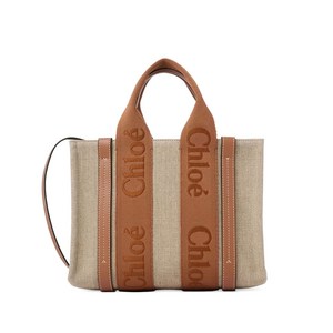 끌로에 우디 로고 스트랩 토트 백