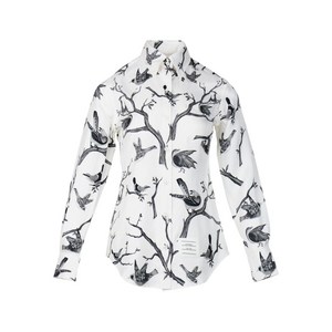 톰 브라운 버드 프린트 버튼 클래식 탑, 화이트계열+블랙계열, Italy 44(KR 77)