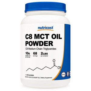 뉴트리코스트 C8 MCT 오일 파우더 2lb 무맛, 90회분, 907g, 1개