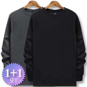 블루포스 심플 맨투맨 1+1세트 남자 긴팔 티셔츠 봄 가을 남성 운동복 단체티 남녀공용 커플티 [국내생산]