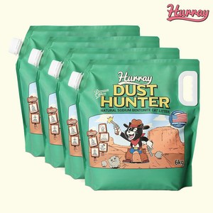 허레이 더스트 헌터 먼지없는 벤토나이트 고양이 모래, 4팩, 6kg