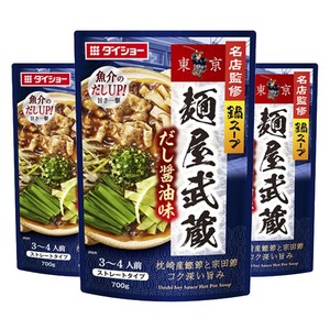 멘야무사시 나베 스프 육수간장맛 스트레이트 타입, 700g, 3개