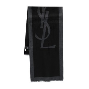 생로랑 로고 자카드 실크 스카프