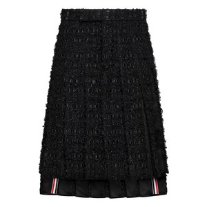 톰 브라운 로고 디테일 트위드 미디 스커트, 블랙계열, Numeric 1(KR 95)