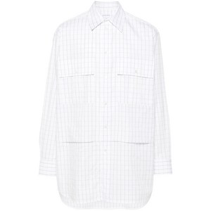 보테가 베네타 체크 패턴 레이어드 셔츠, 화이트계열, IT/FR 46(KR 95)