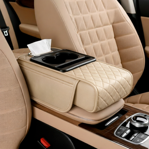 헤인느 차량용 콘솔 쿠션 자동차 팔걸이 쿠션, 베이지, 1개