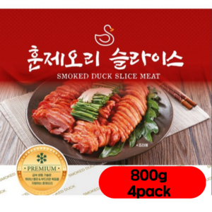 [대영] 삼아 (냉동) 훈제오리 슬라이스 800g (증정 : 허니머스타드 12g) 800g, 4개