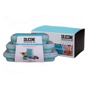 ORIDI 실리콘 접이식 밀폐용기 세트 블루, 350ml + 50..., 1개