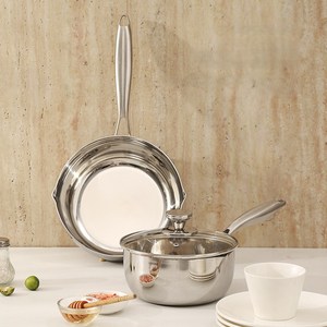 스테인레스 편수냄비 인덕션 겸용 스텐 편수냄비+뚜껑, 본색, 16cm, 1개