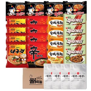 봉지라면 세트 3호 낱개 농심 신라면4 +얼큰한 너구리4 +안성탕면4 +짜파게티4 +삼양 불닭볶음면4 +먹꾸먹꾸 야채스프4