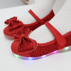 FROMBEBE 여아용 헤이즐 리본 LED 구두