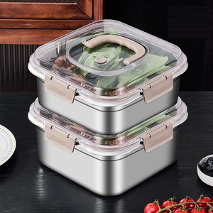 SMABAT 스텐 밀폐용기 2P세트 스텐 김치통 반찬통 스테인리스 보관 밀폐용기 세트 다용도 스텐용기 1800ml+2500ml