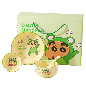 가와시마야 짱구 세라믹 한식기 5종 세트, 그린 + 옐로, 접시 + 공기 + ..., 1세트