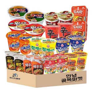 농심 오뚜기 팔도 삼양 컵 라면 24입 ( 신라면 육개장 진순 진매 왕뚜껑 짜파게티 새우탕 도시락 튀김우동 참깨 스낵 삼양 ), 24개