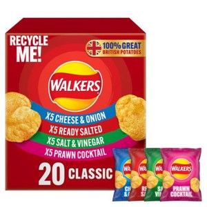 [영국발송] 4가지맛 20팩 워커스 클래식 버라이어티 멀티팩 감자칩 Walkers Classic Variety Multipack Crisps, 25g, 22개