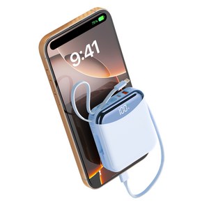 PIUJJA 일체형 QC3.0 PD 22.5W 대용량 고속충전 케이블 휴대용 미니 C타입 고속충전 보조배터리 10000mAh