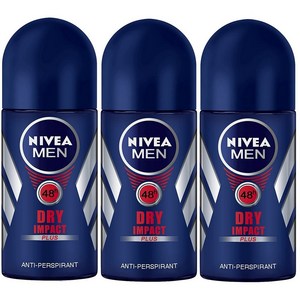 Nivea Men Dy Impact 니베아 남성 롤온데오드란트 스틱 드라이 임팩트 50ml 3팩, 3개