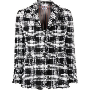 톰 브라운 체크 패턴 트위드 재킷, 블랙계열+화이트계열, Italy 36(KR 33)