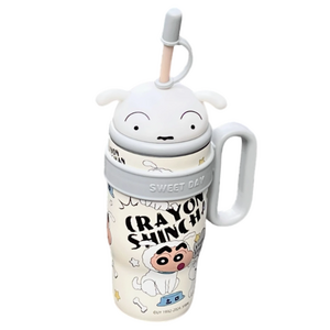 룩코이 캐릭터 316 스테인레스 스틸 손잡이 보온병, 화이트, 800ml, 1개