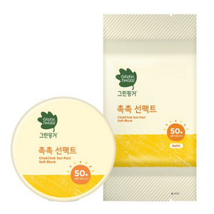 그린핑거 유아용 촉촉선팩트 소프트블록 SPF50+ PA++++ 본품 + 리필 세트, 16g, 2세트
