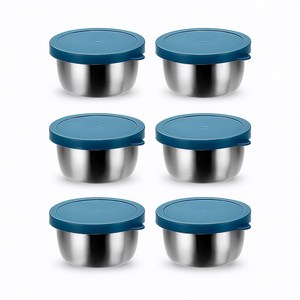 [엘리펀트] 40ml 스테인리스 미니 소스컵 - 6컬러 플라스틱 뚜껑 포함 소형 양념통 종지형 보관용기 6P 세트