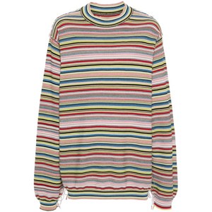 메종 마르지엘라 절개선 디테일 스트라이프 스웨터, 레드계열+블루계열, Standard S(KR 95)