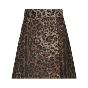 돌체앤가바나 레오파드 프린트 하이웨이스트 미니 스커트, 브라운계열+베이지계열, Italy 38(KR 33)