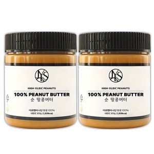 야스티 순 땅콩버터 크리미 100% 무첨가, 300g, 2개