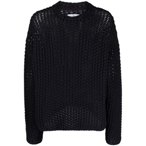 스톤 아일랜드 로고 프린트 마크라메 긴소매 스웨터