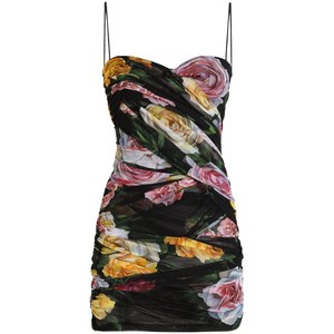 돌체앤가바나 플로럴 프린트 미니 드레스, 블랙계열, Italy 46(KR 77)