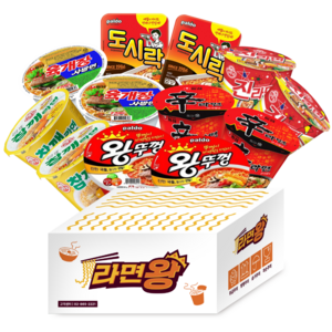 오뚜기 농심 팔도 용기컵라면 6종 (왕뚜껑2+도시락2+육개장사발면2+진라면 매운맛2+참깨라면2+신라면2), 1세트