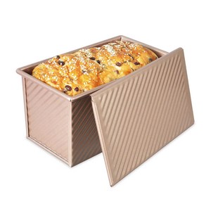 Unionvicky 렉탱귤러 코러게이티드 넌 클레이 박스 리드 포함 식빵틀 골드, 11.3 x 10...., 1개
