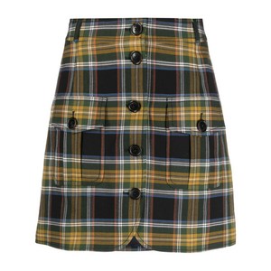 겐조 플레이드 체크 A라인 미니 스커트