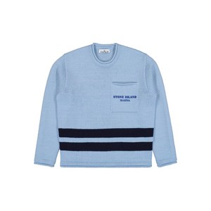 스톤 아일랜드 크루 넥 스트라이프 디테일 스웨터