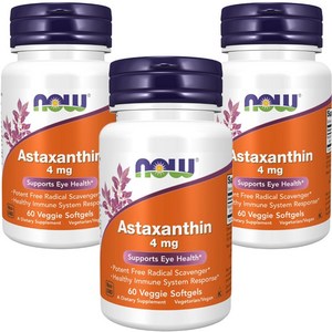 나우푸드 아스타크산틴 4mg 베지 소프트젤, 60정, 3개