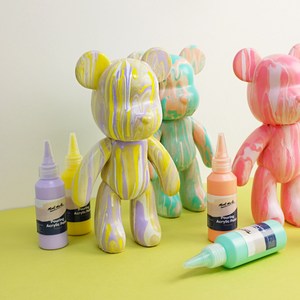 푸어링아트 베어브릭 만들기 DIY 플루이드 물감 Bearbrick Pouring art, 아쿠아블루