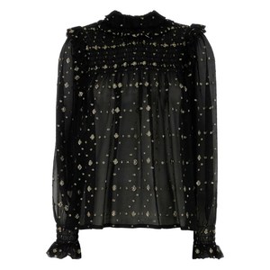 생로랑 자수 크레이프 블라우스