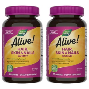 네이쳐스웨이 얼라이브! 헤어 스킨 & 네일 구미, 60정, 2개