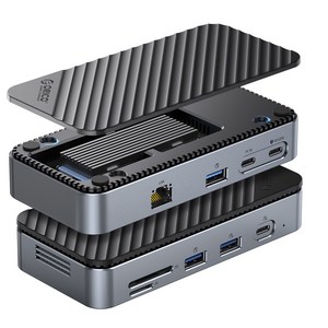 오리코 9 in 1 M.2 SSD 하드디스크 케이스 USB 3.2 Type-c PD100W 이더넷 인터페이스 M2P7