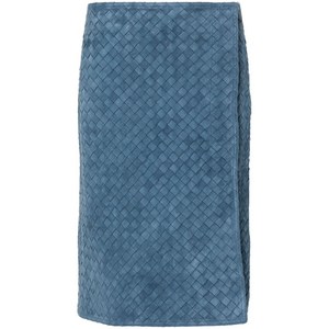 보테가 베네타 인트레치아토 스웨이드 미디 스커트