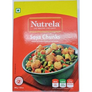 Nutela Soya Nuggets Chunks 200g 뉴트렐라 소야 너겟츠 청크 정크 (레드) 두류 INDIA FOOD 음식 식품 콩고기 인도산 식물성고기 콩단백 비건푸드, 1개