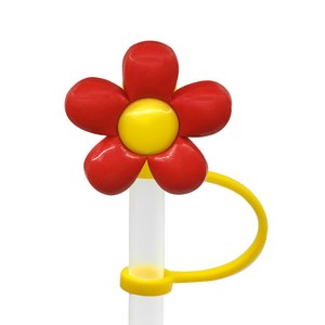 [최다 구성] 위생적인 7mm 빨대 마개 스타벅스 텀블러 호환, A103 빨간 꽃, 1개, 1개