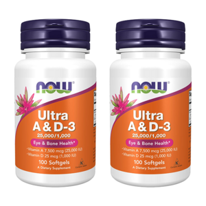 나우푸드 울트라 A & D-3 25000/1000 IU 소프트젤, 100정, 2개