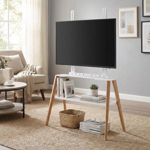 지마운트 65인치 TV 스탠드 GMT-FS4404WDWS H형 이젤형 화이트 무타공 선반 포함