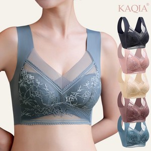 [당일출고] KAQIA 레이스 노와이어 브라 여자 속옷 빅사이즈 브라 심리스 스포츠 브래지어 2세트