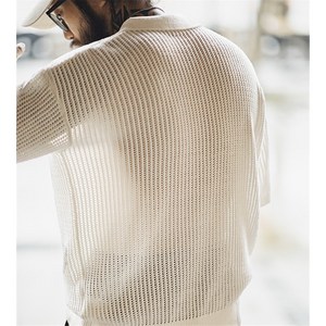 남성 반팔 폴로셔츠 아메리칸 빈티지 니트 펀칭 아이비 반오픈 터틀넥 화이트티 여름 TH2401822