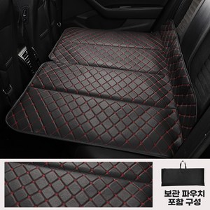 앙주 차량용 평탄화 뒷좌석 접이식 차박매트, L (135cm x 80 cm), 블랙레드