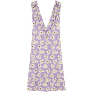 베르사체 포피 V넥 미디 드레스