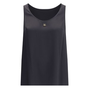 돌체앤가바나 로고 장식 실크 탑, 블랙계열, Italy 40(KR 44)